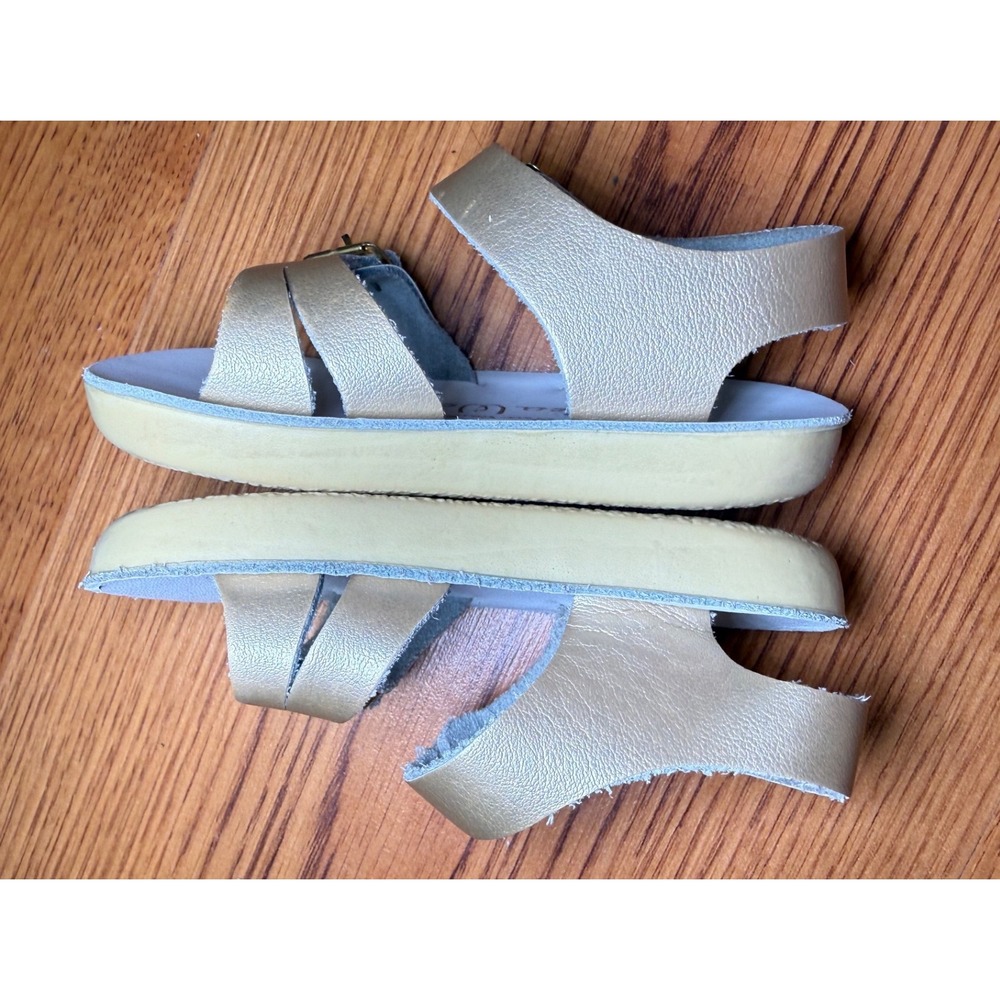 Salt Water Sandals Sun-San Sea Wee Gold Metallic Leather Toddler Baby Size 3 - Picture 5 of 9